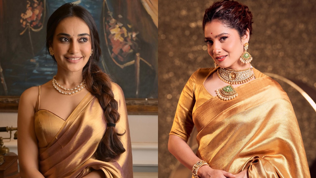 Surbhi Jyoti VS Ankita Lokhande: Whose Looks Elegant Golden Six-yard Saree? 873059