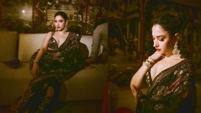 Tamannaah Bhatia Redefines Elegance Wearing A Beautiful Floral Saree With Bold Lips