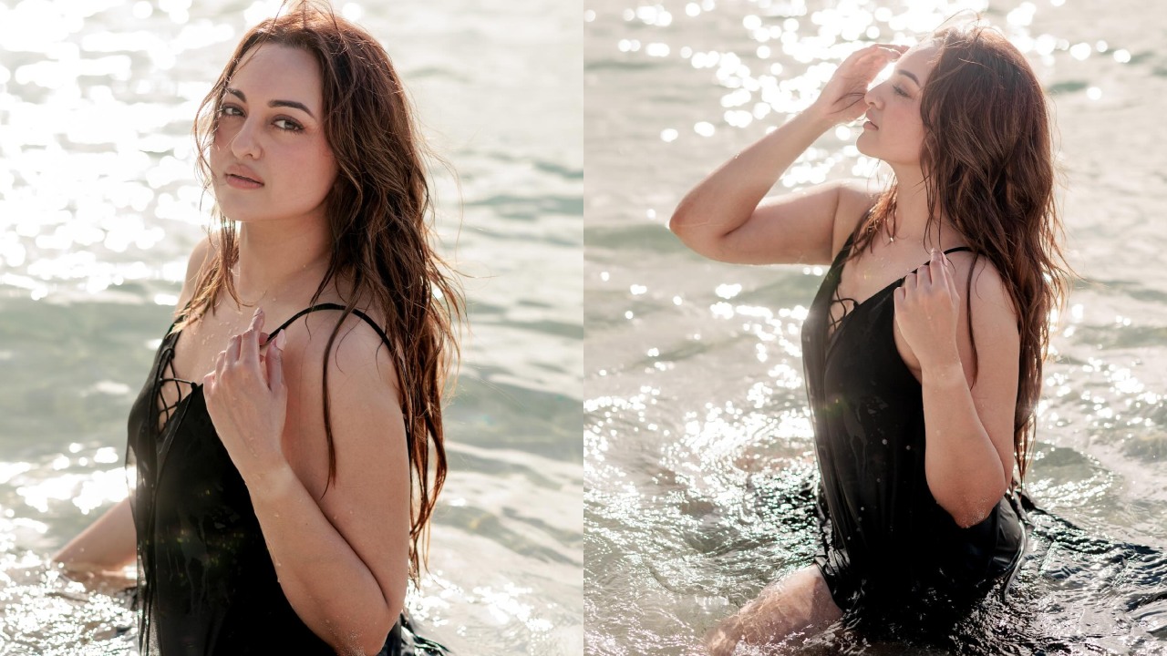 Too Hot To Handle! Sonakshi Sinha Turns Mermaid In Black Monokini 874090